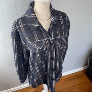 Liverpool Plaid blue shacket Button-Up Shirt Jacket size XL spring coat